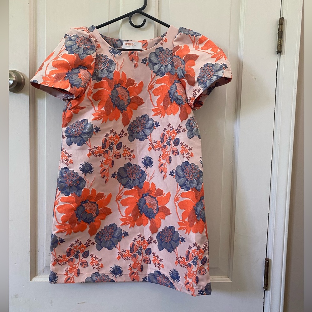 Orange and blue floral dress